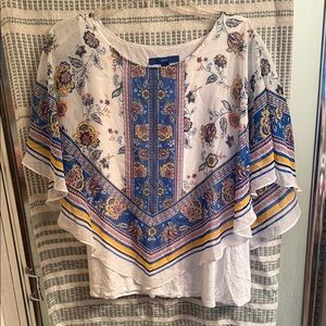 Apt. 9 Women's Floral Blouse - Blue, White, and Yellow